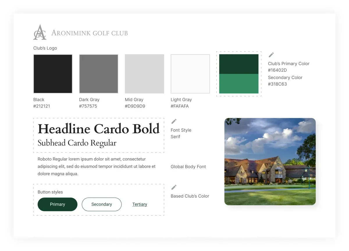 The storefront themed for Aronimink Golf Club