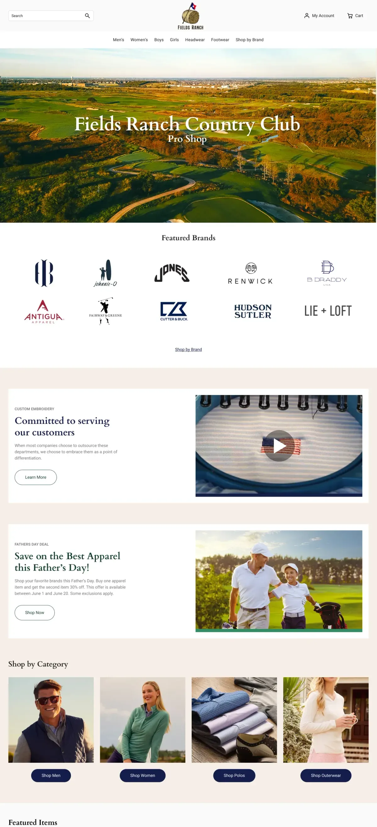 The storefront themed for Fields Ranch